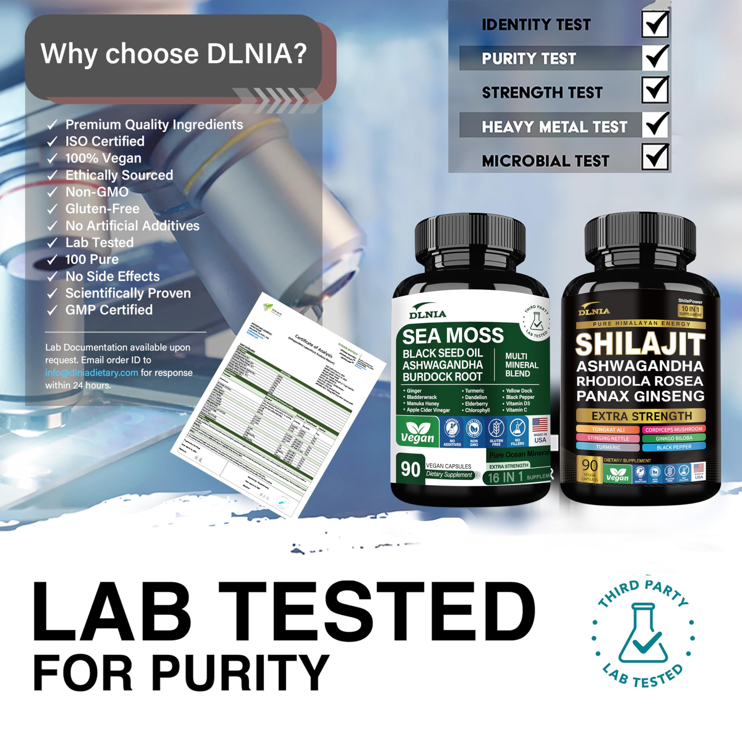 DLNIA Ginger and Black Seed Oil 4000mg capsules support daily wellness.