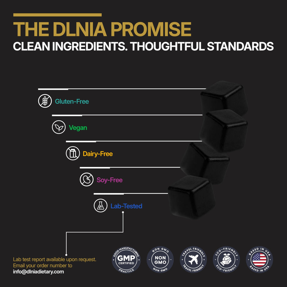 DLNIA gummies on kitchen counter signal daily vitality routine.