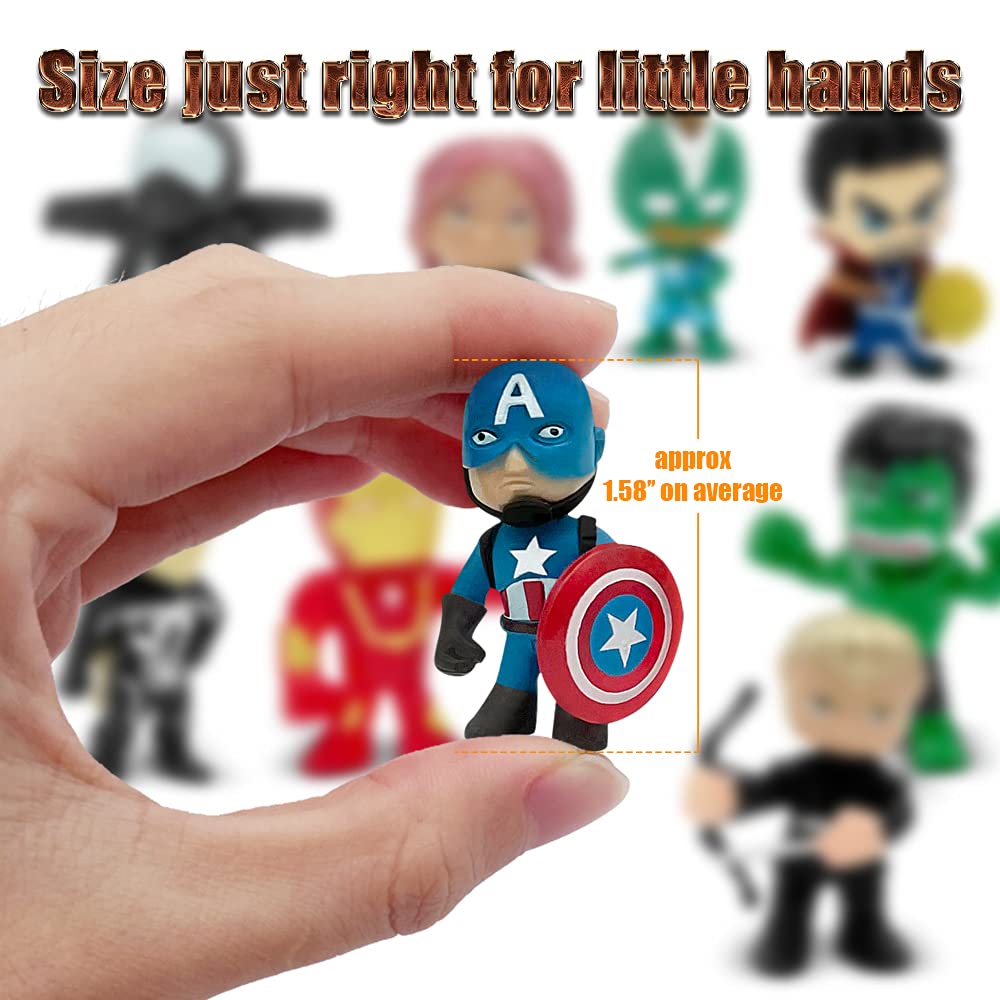 DLOCVN mini superhero figures—closeup of vibrant costumes for kids.