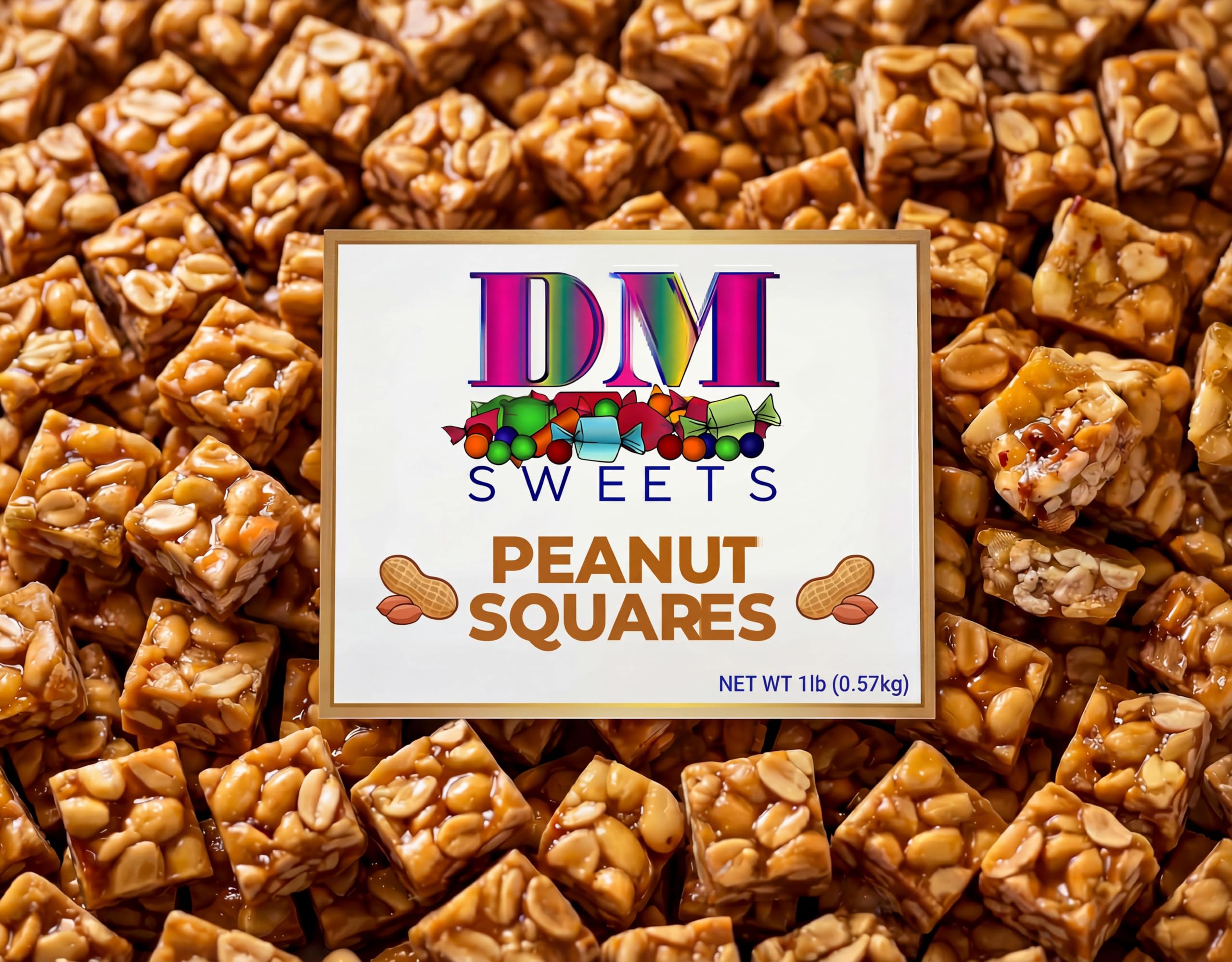 DM Sweets Old-Fashioned Peanut Squares bag keeps freshness for snacking on the go