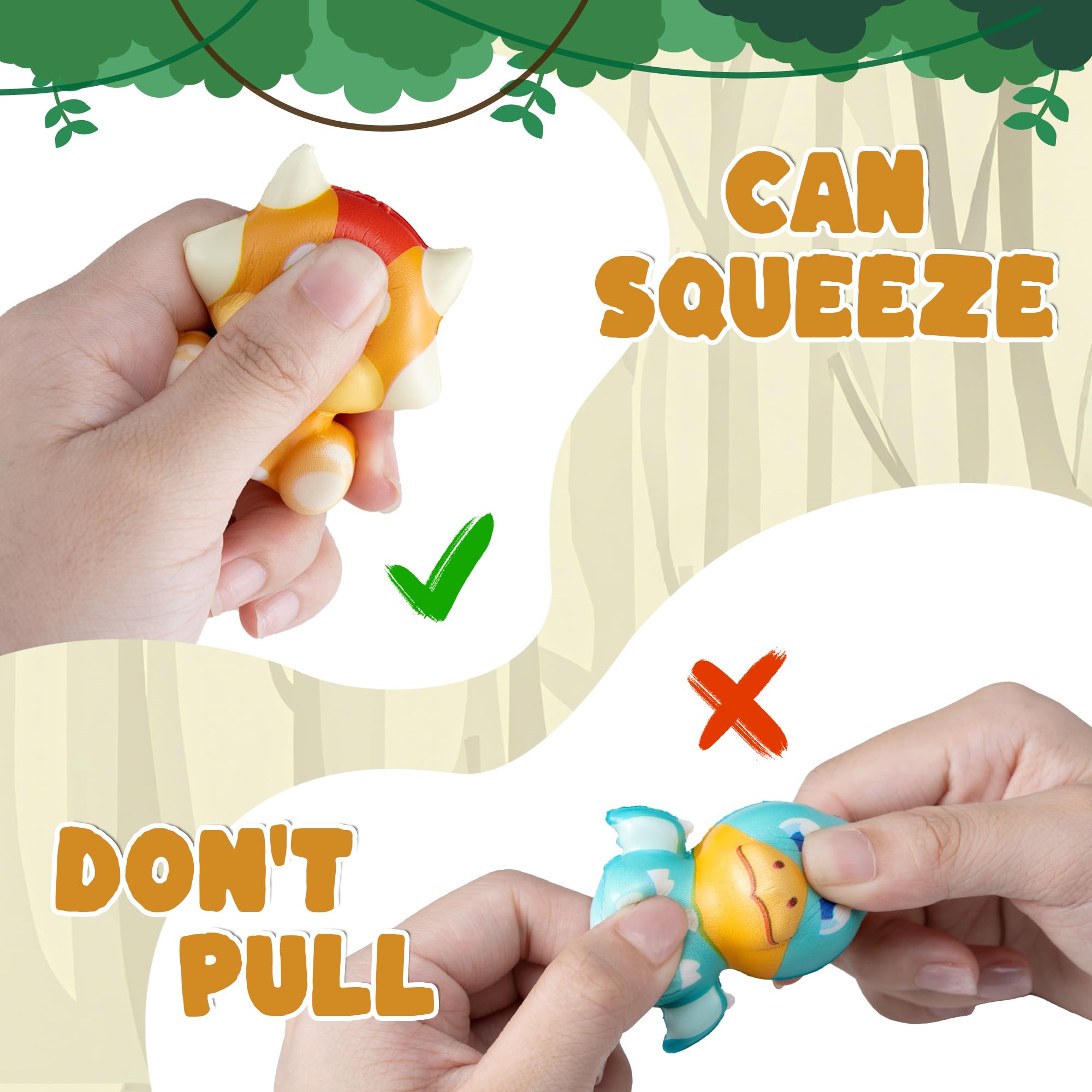 DMIGHT dinosaur squishy colorful pack with varied shapes for activities and rewards.