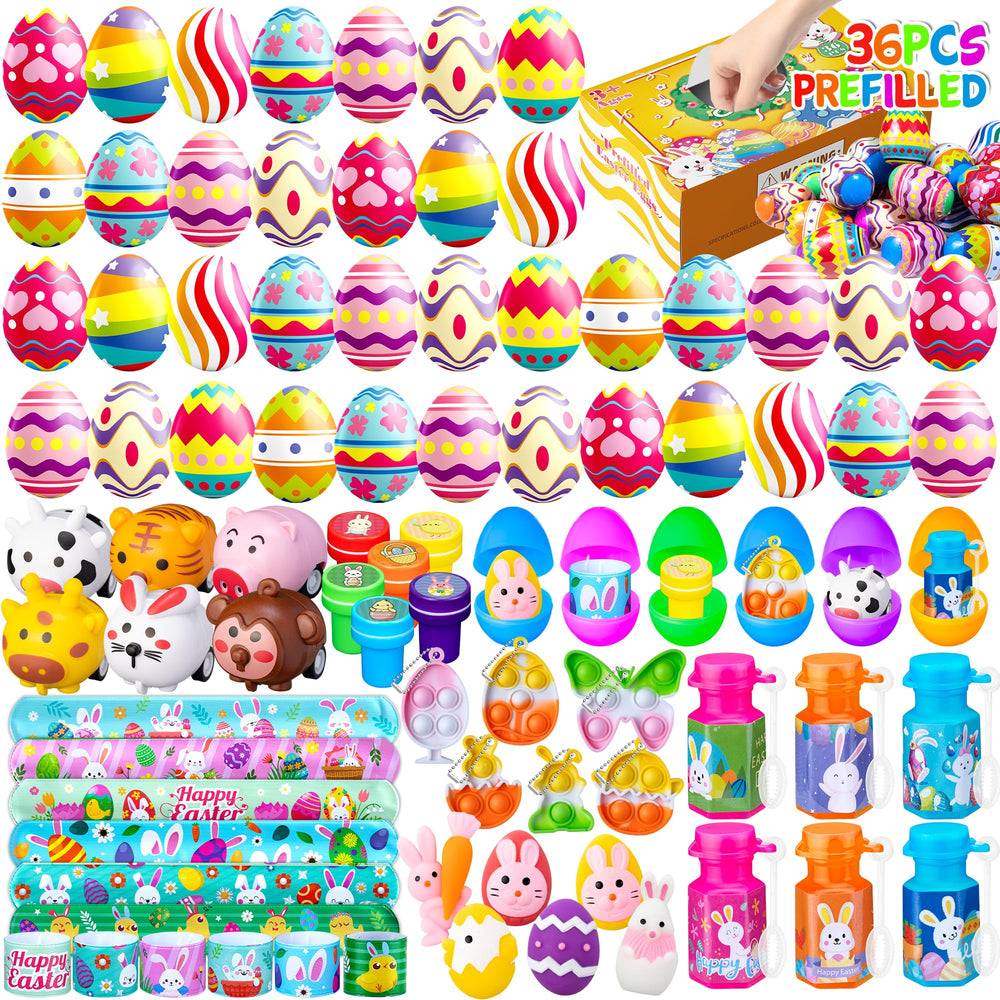DMIGHT 36-piece prefilled Easter eggs with colorful shells for easy party fun.