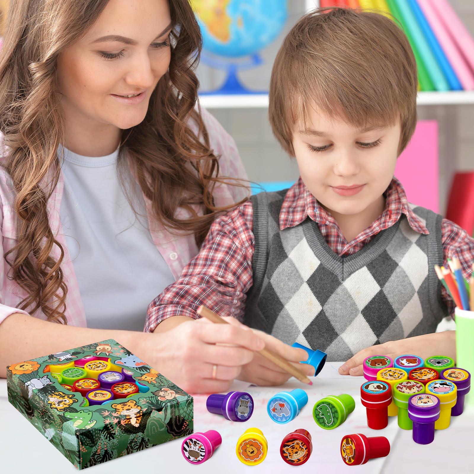DMIGHT Jungle Safari monkey stamp boosts playful classroom or party crafts.