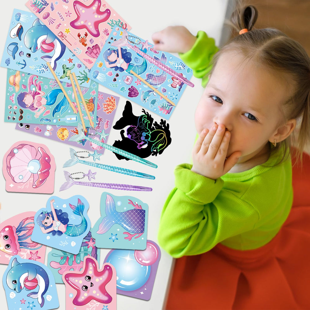 DMIGHT mermaid color pops energize invitations and favors.