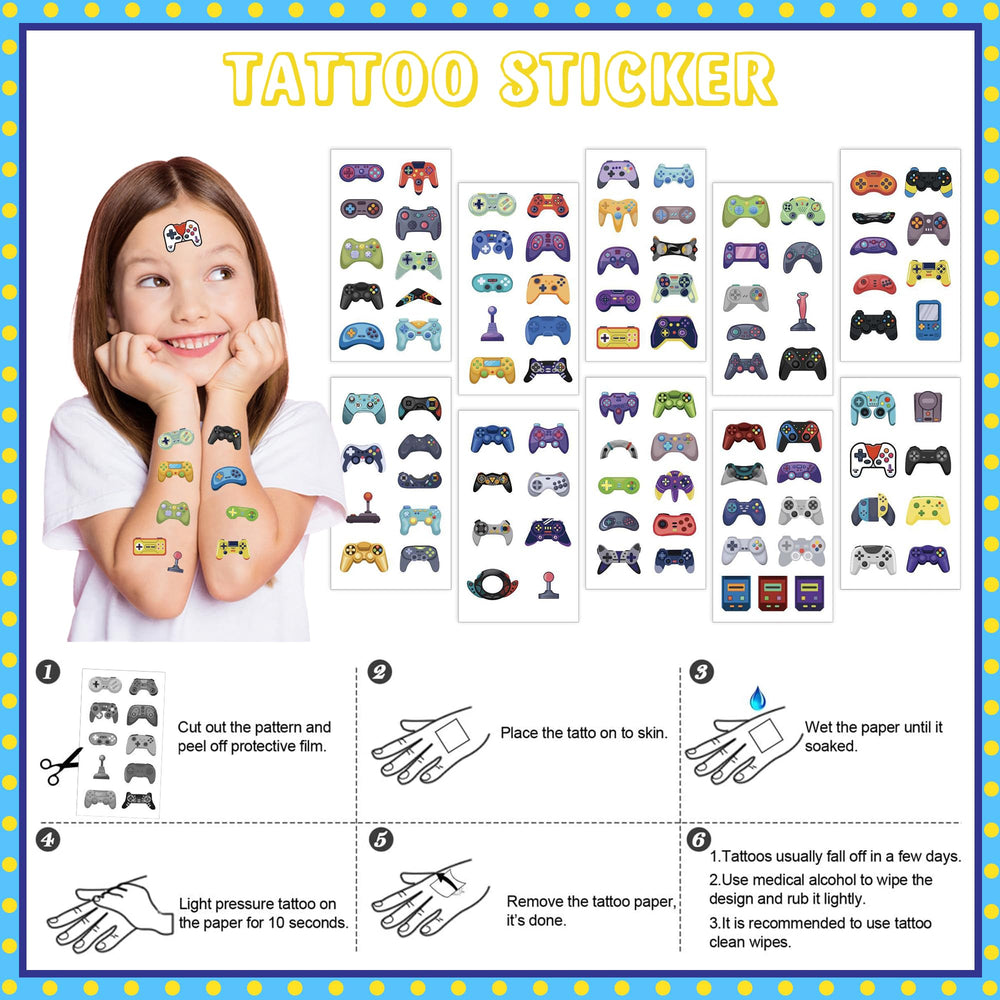 DMIGHT tattoo stickers offer removable game-themed decorations for kids.