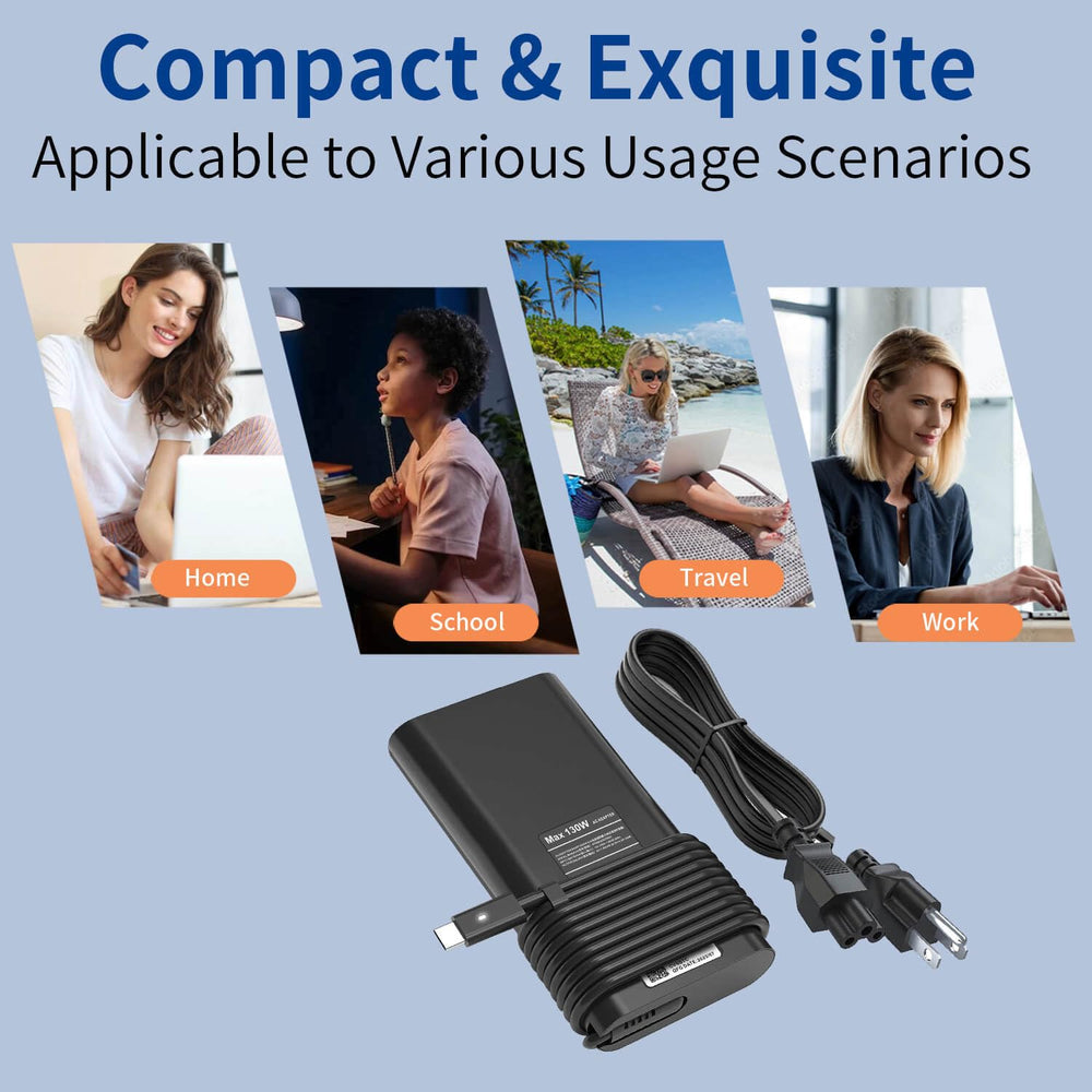 In-use view of the DMKAOLLK charger powering a laptop on a clutter-free workspace