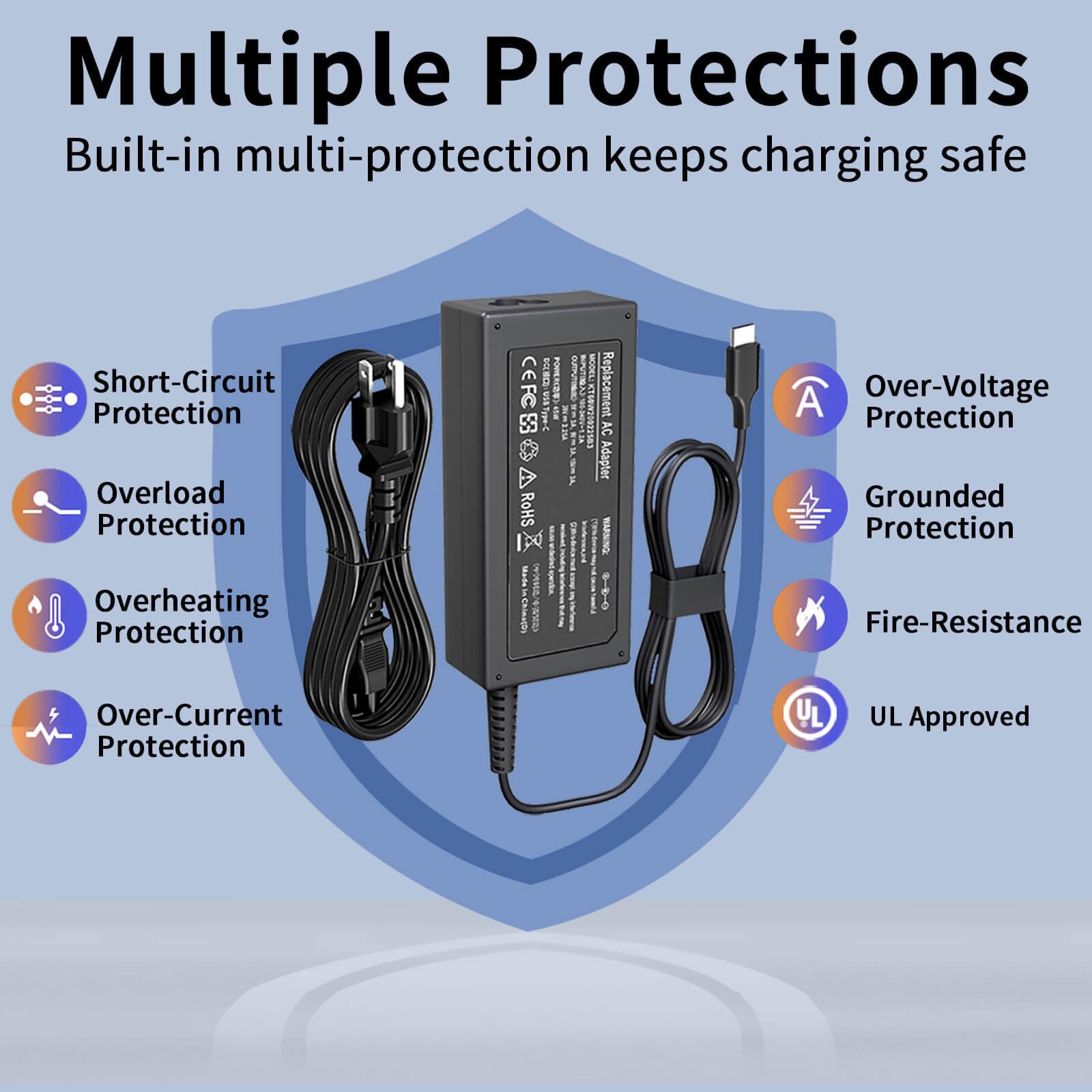 DMKAOLLK 45W USB-C charger compatible with multiple Chromebooks for versatile charging