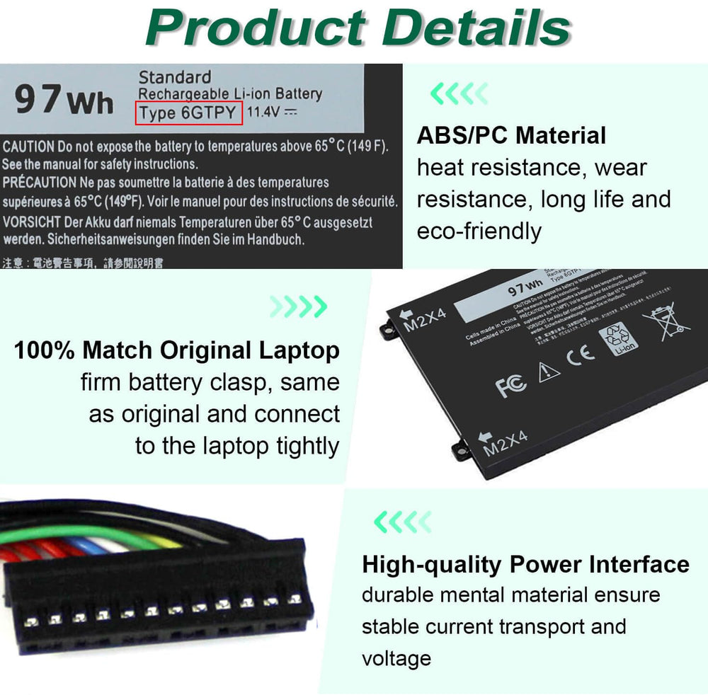 DMKAOLLK 97Wh 6GTPY battery for Dell Precision 5520, efficient performance on creative projects