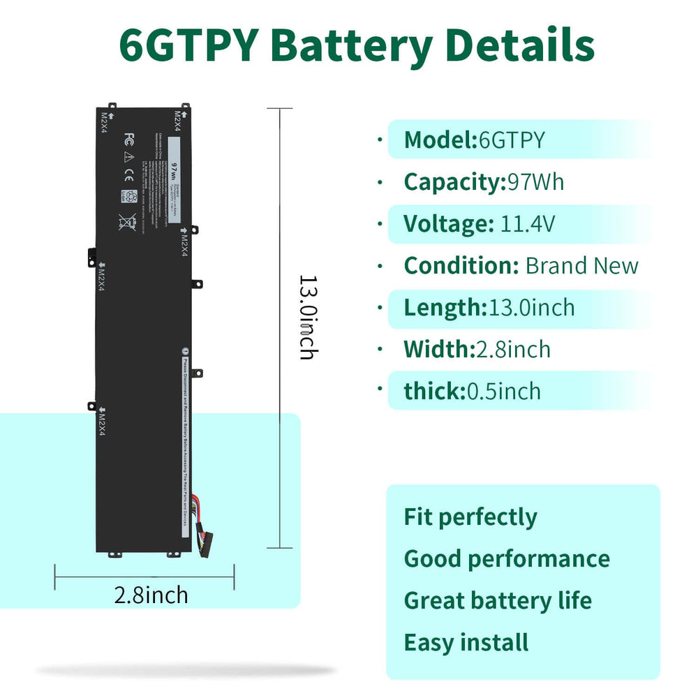 DMKAOLLK 97Wh 6GTPY battery for Dell XPS 9570, steady power during long work sessions