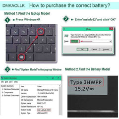 DMKAOLLK battery with included screwdrivers and manual for replacement.