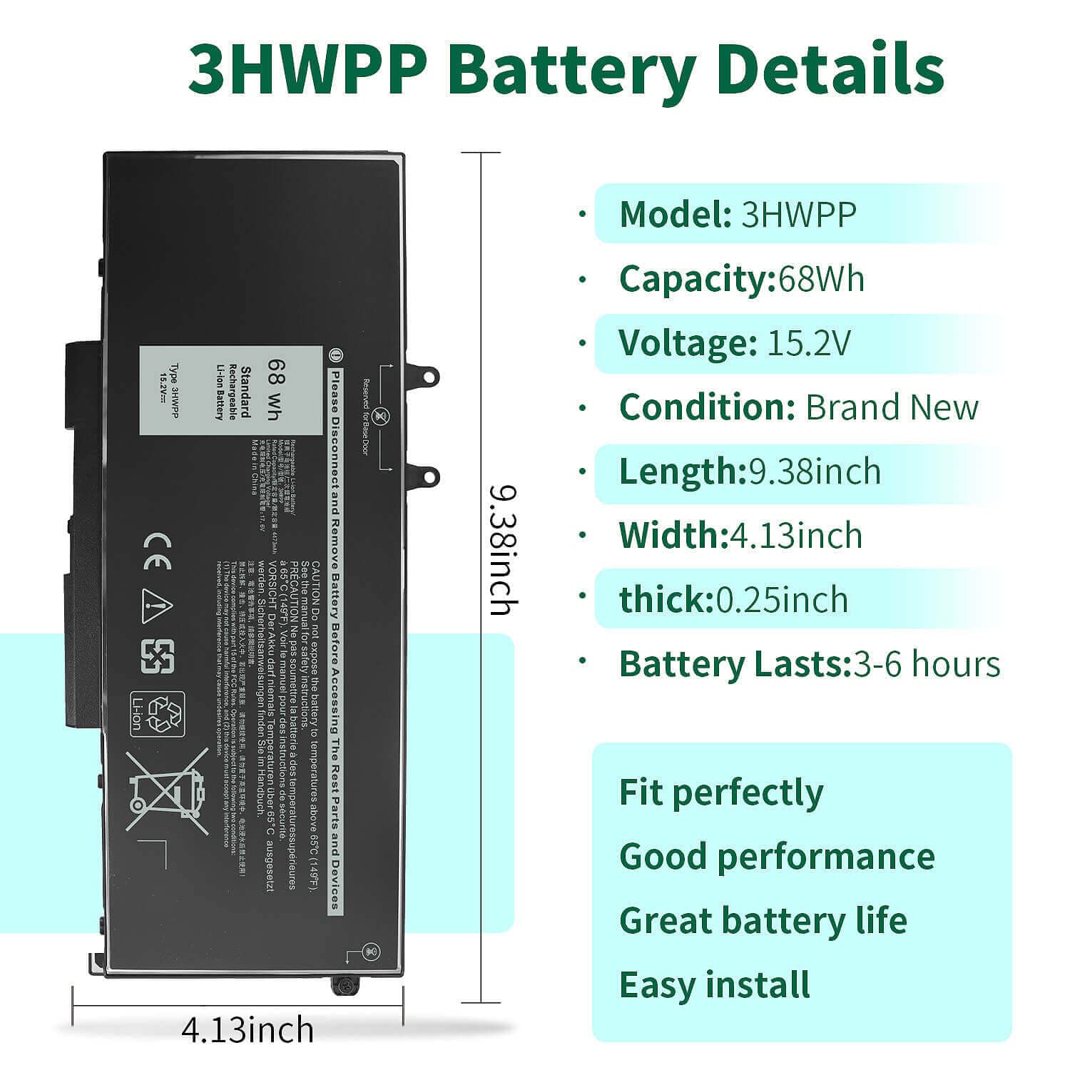 Close-up of DMKAOLLK 3HWPP battery connectors for easy installation.