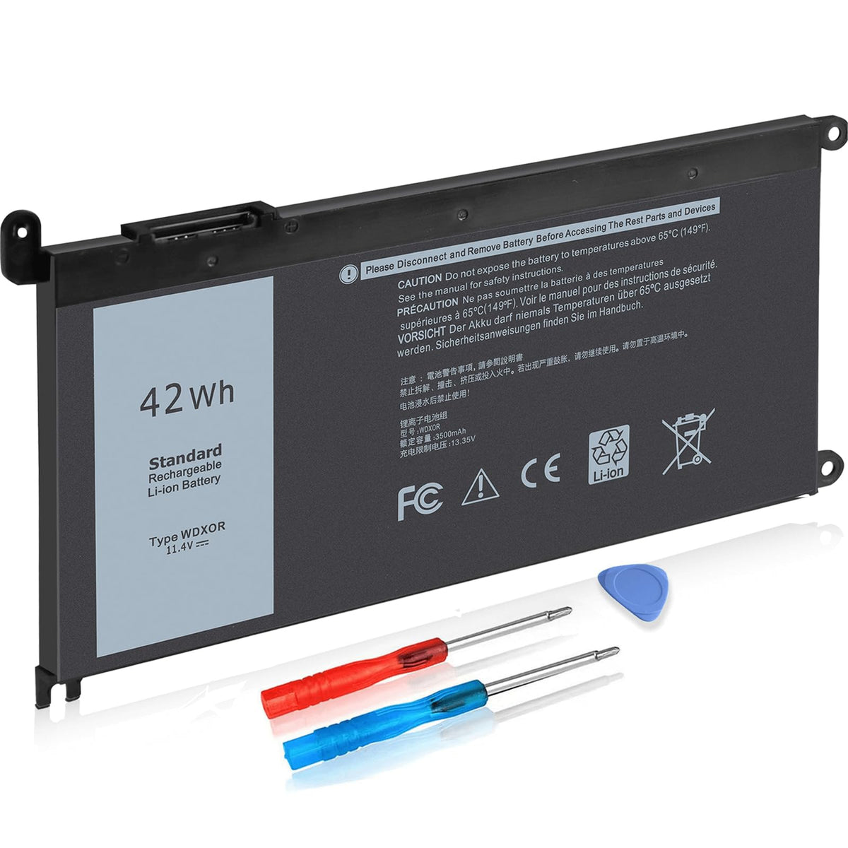 DMKAOLLK WDX0R battery front view for Dell Inspiron powering daily tasks