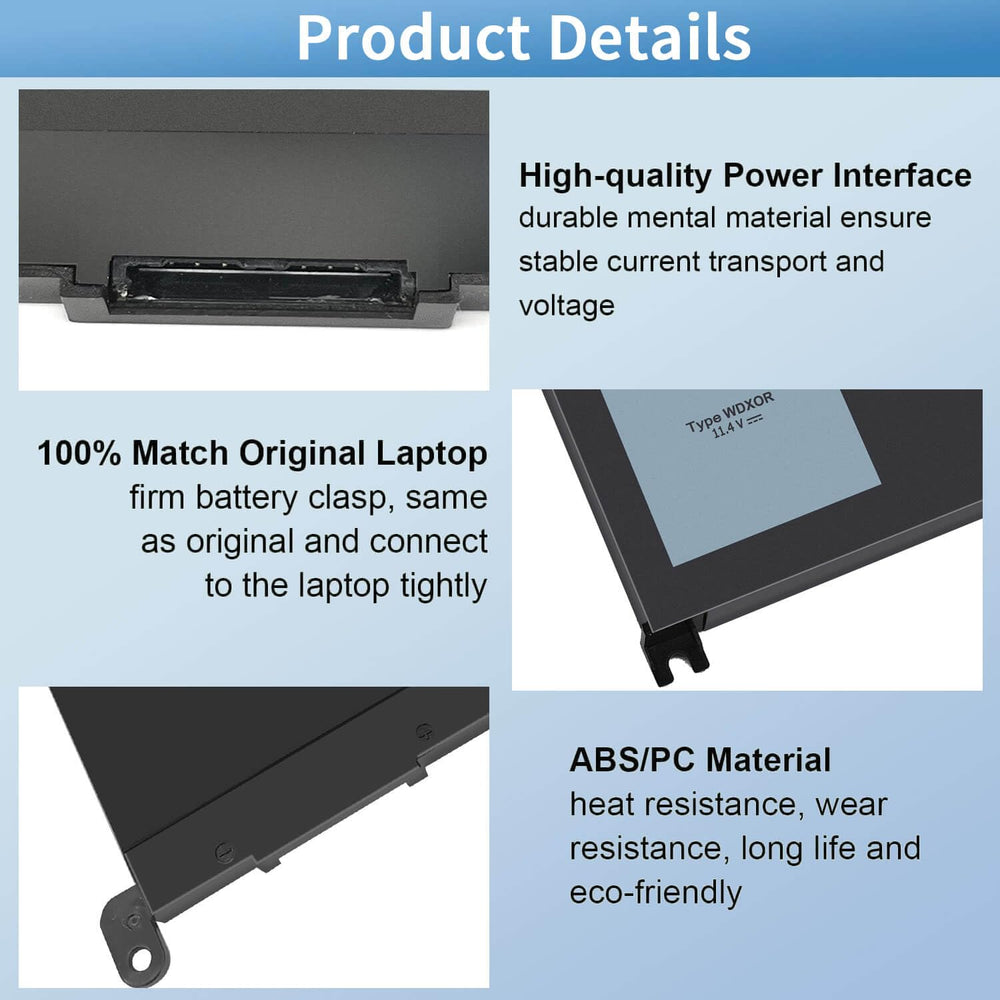 DMKAOLLK WDX0R battery label detail with safety certifications
