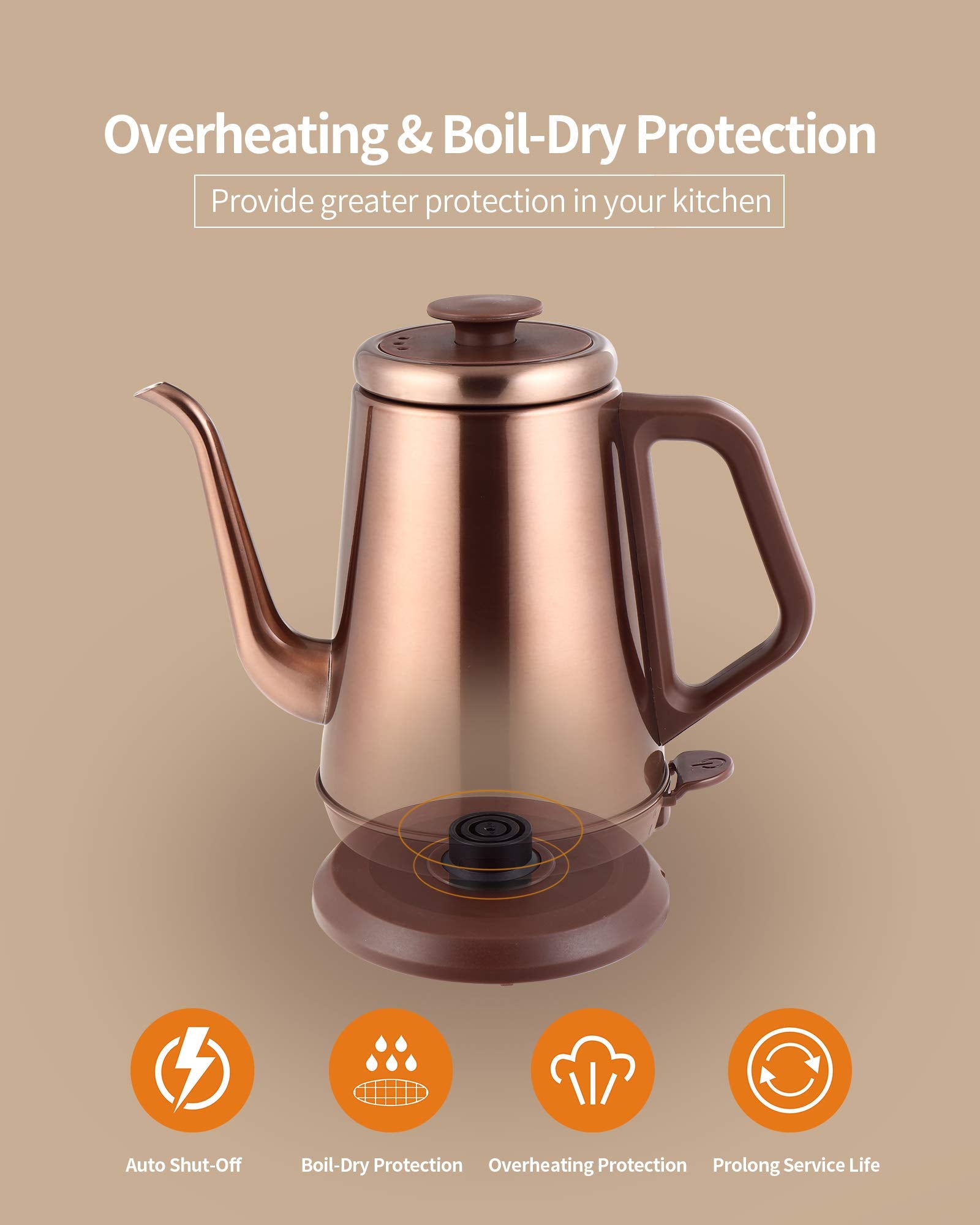 DmofwHi boil-dry protection and auto shut-off safety features