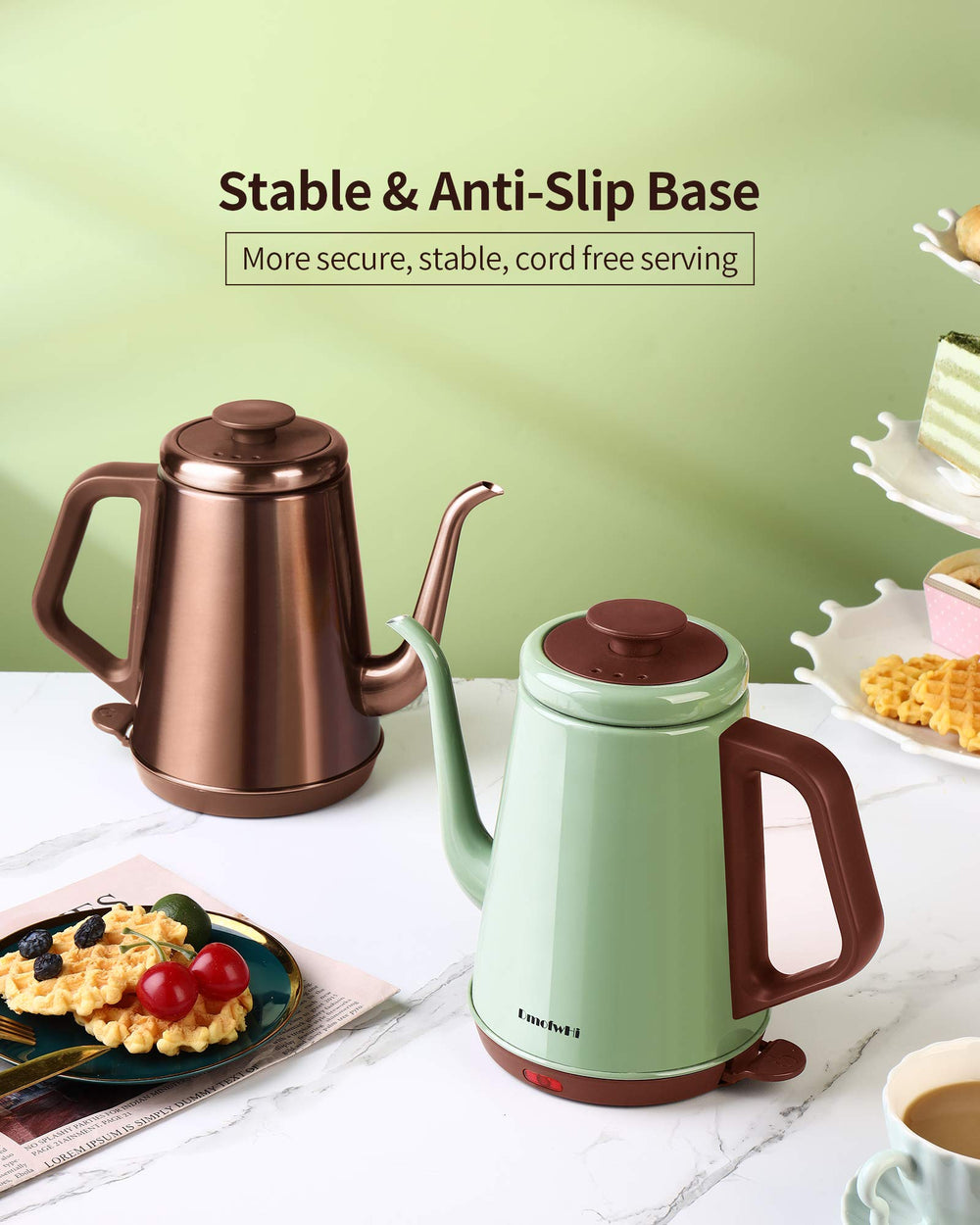 DmofwHi cool-touch handle for comfortable pouring