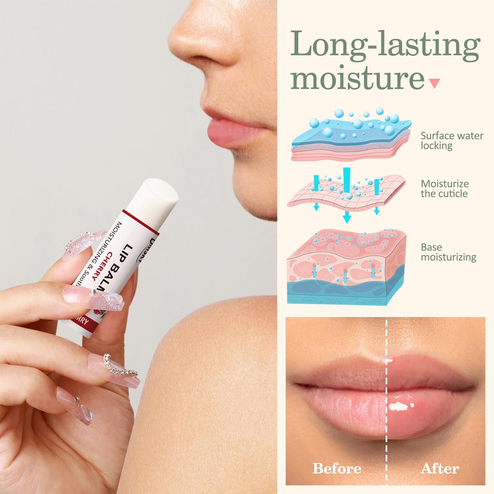 Dmsky Fruit Lip Balm coconut flavor tube with natural oils for softness