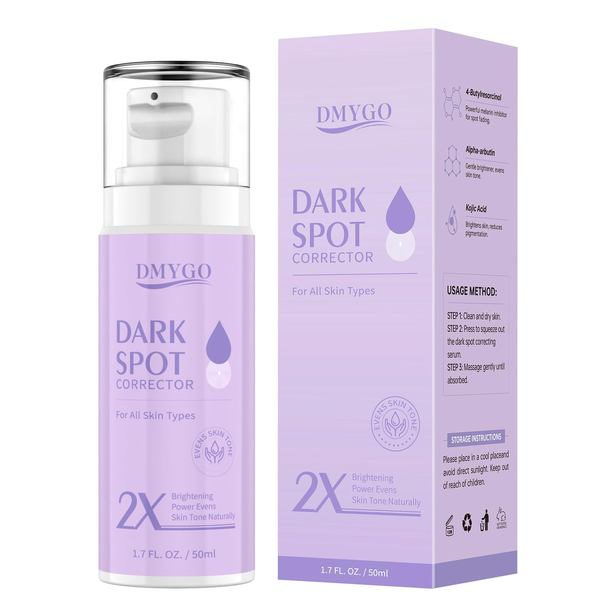DMYGO Dark Spot Remover bottle closeup for an even complexion.