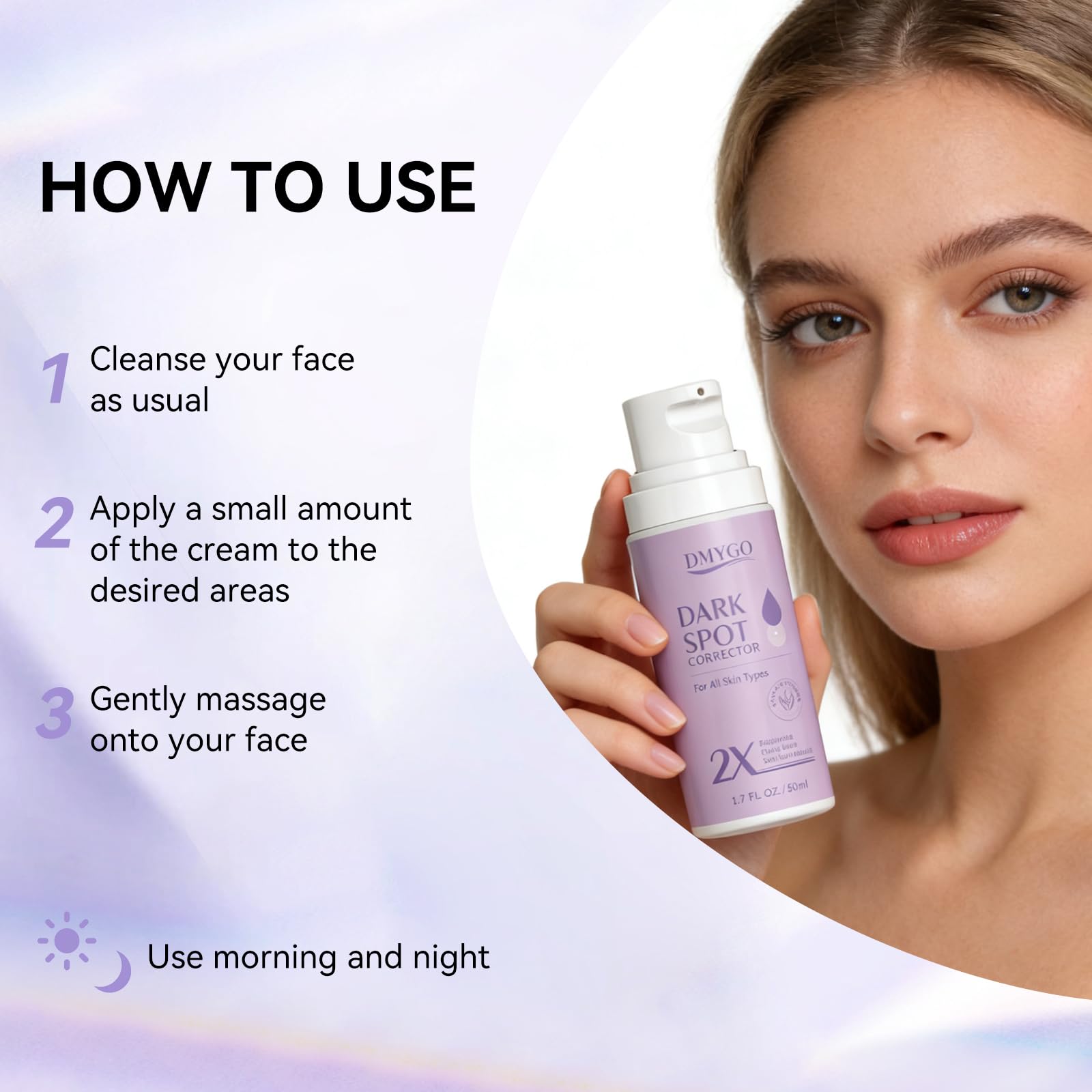 DMYGO serum droplet on skin illustrating hydrating formula with hyaluronic acid.