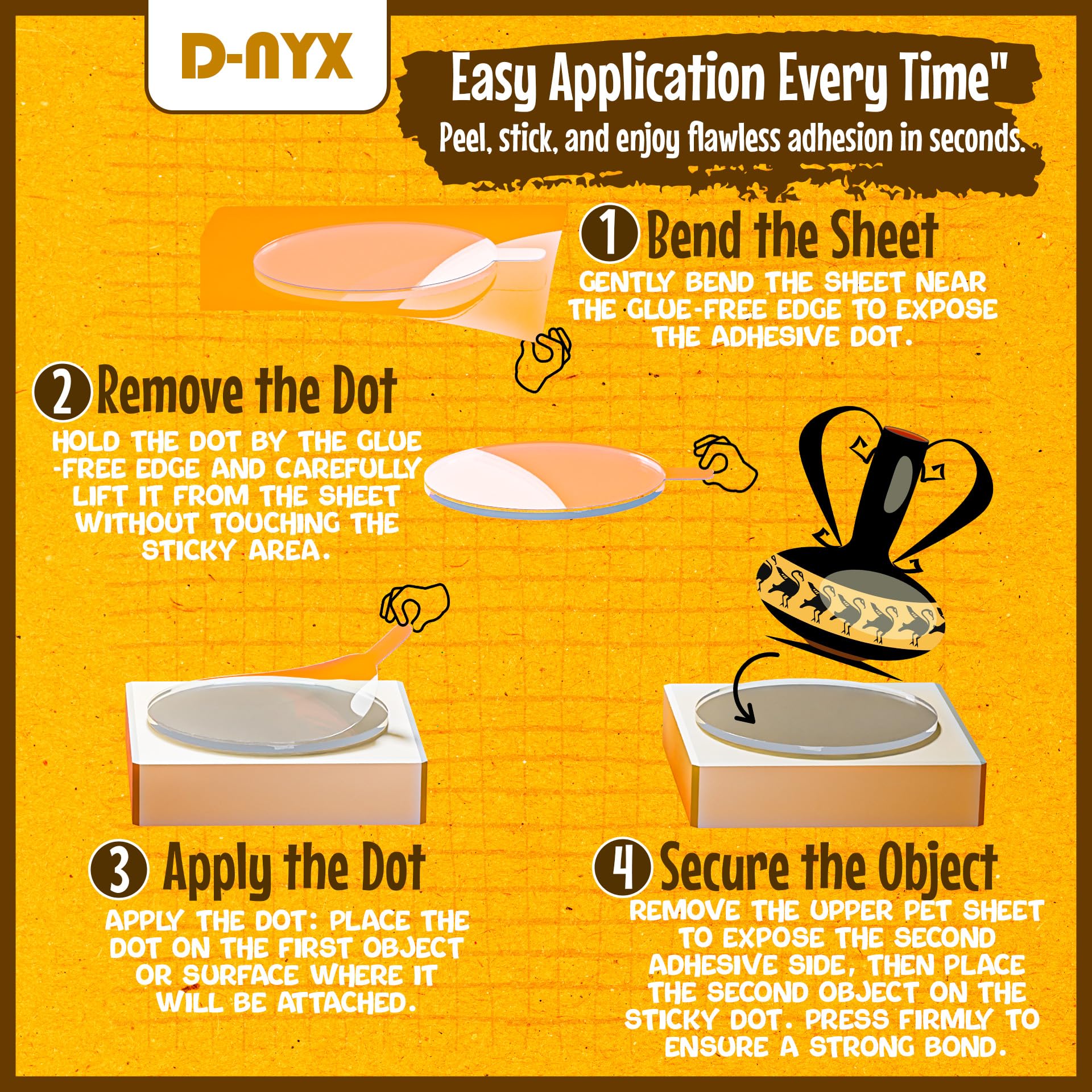 D-NYX DIY craft use showing easy attachment on various surfaces.