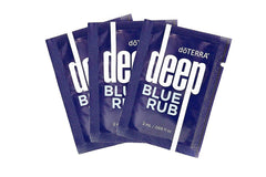 doTERRA Deep Blue Rub on-the-go packaging shown for gym and travel use.