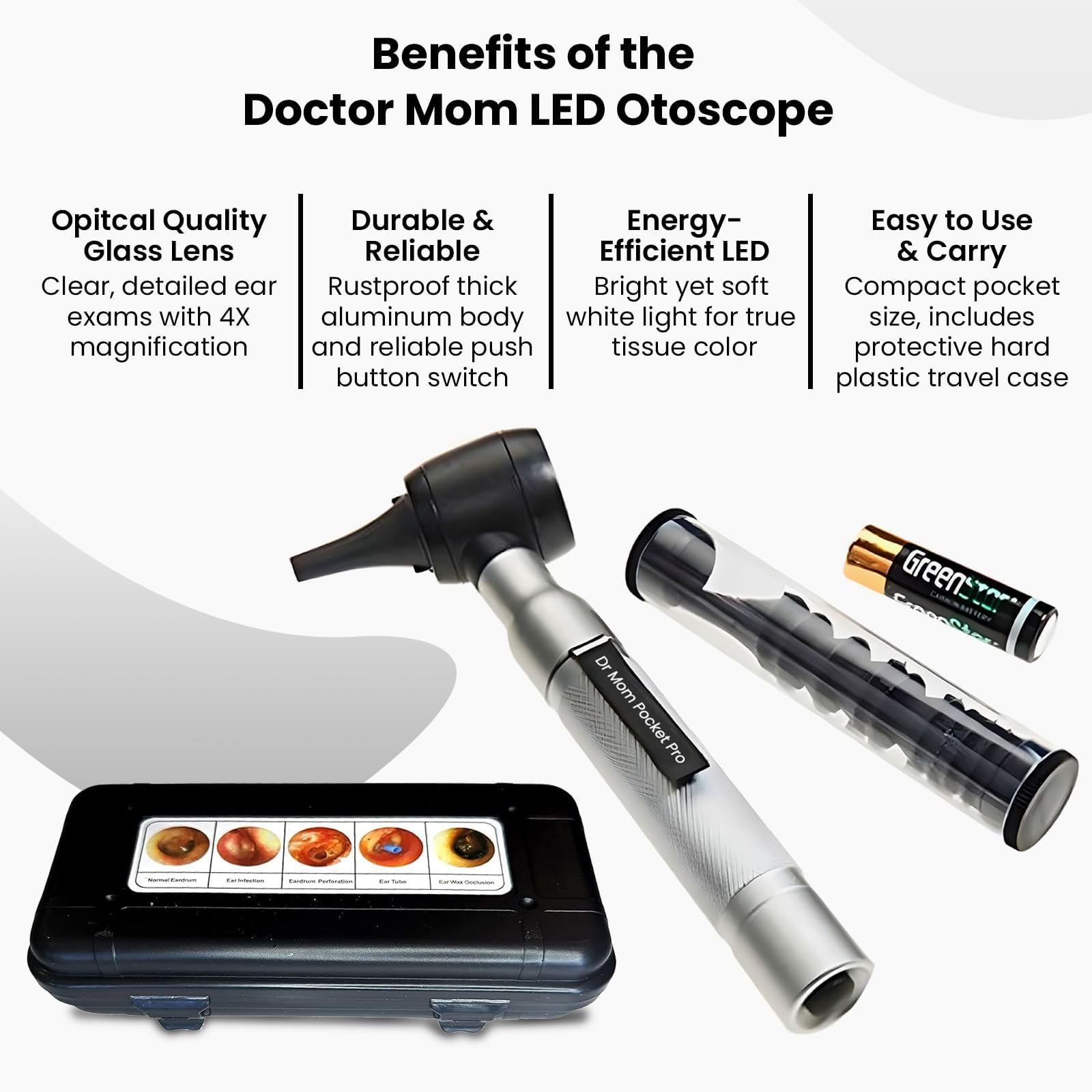 Doctor Mom otoscope protective hard case for secure travel and storage.