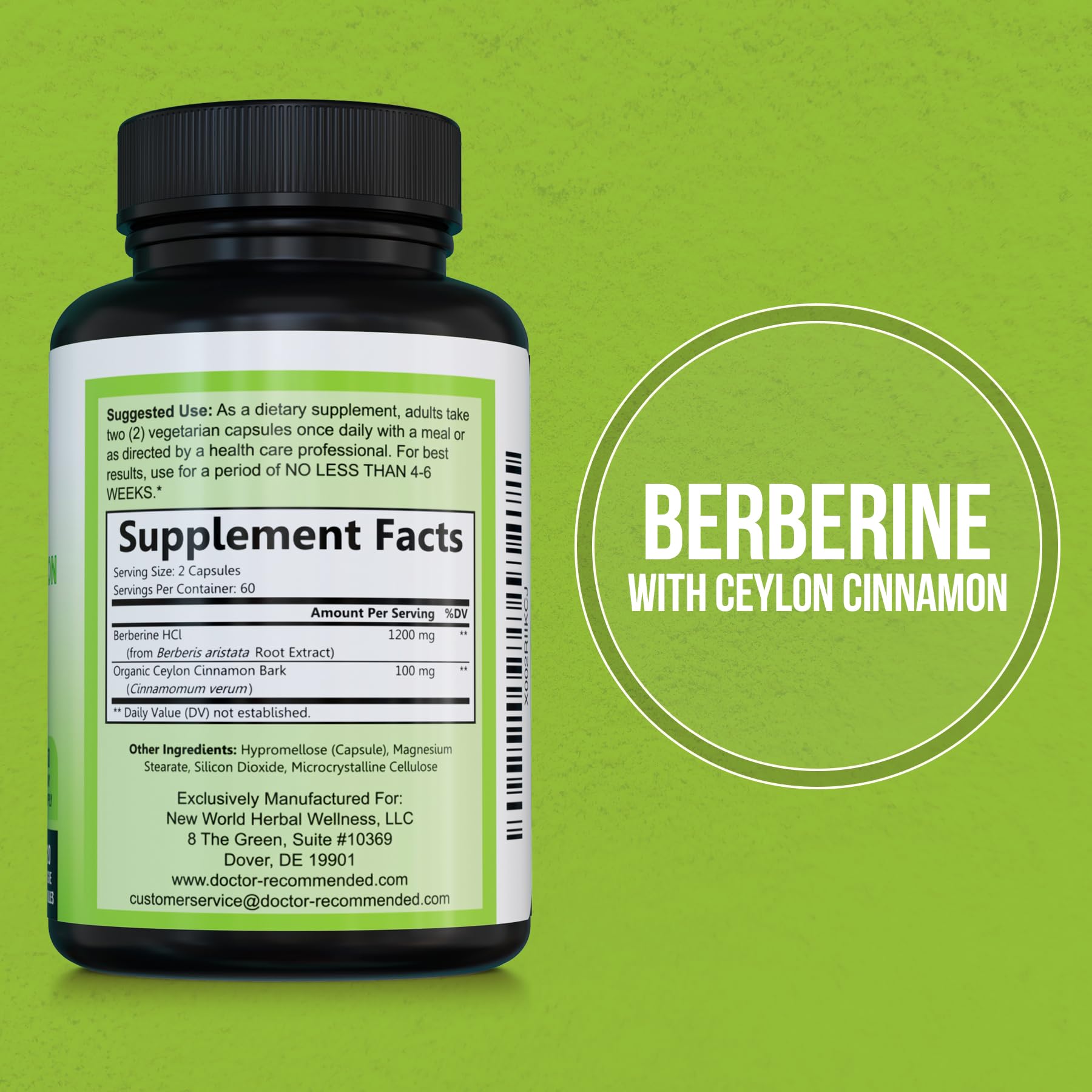 Berberine Cinnamon capsules close-up shows premium ingredients for digestive balance and wellness.