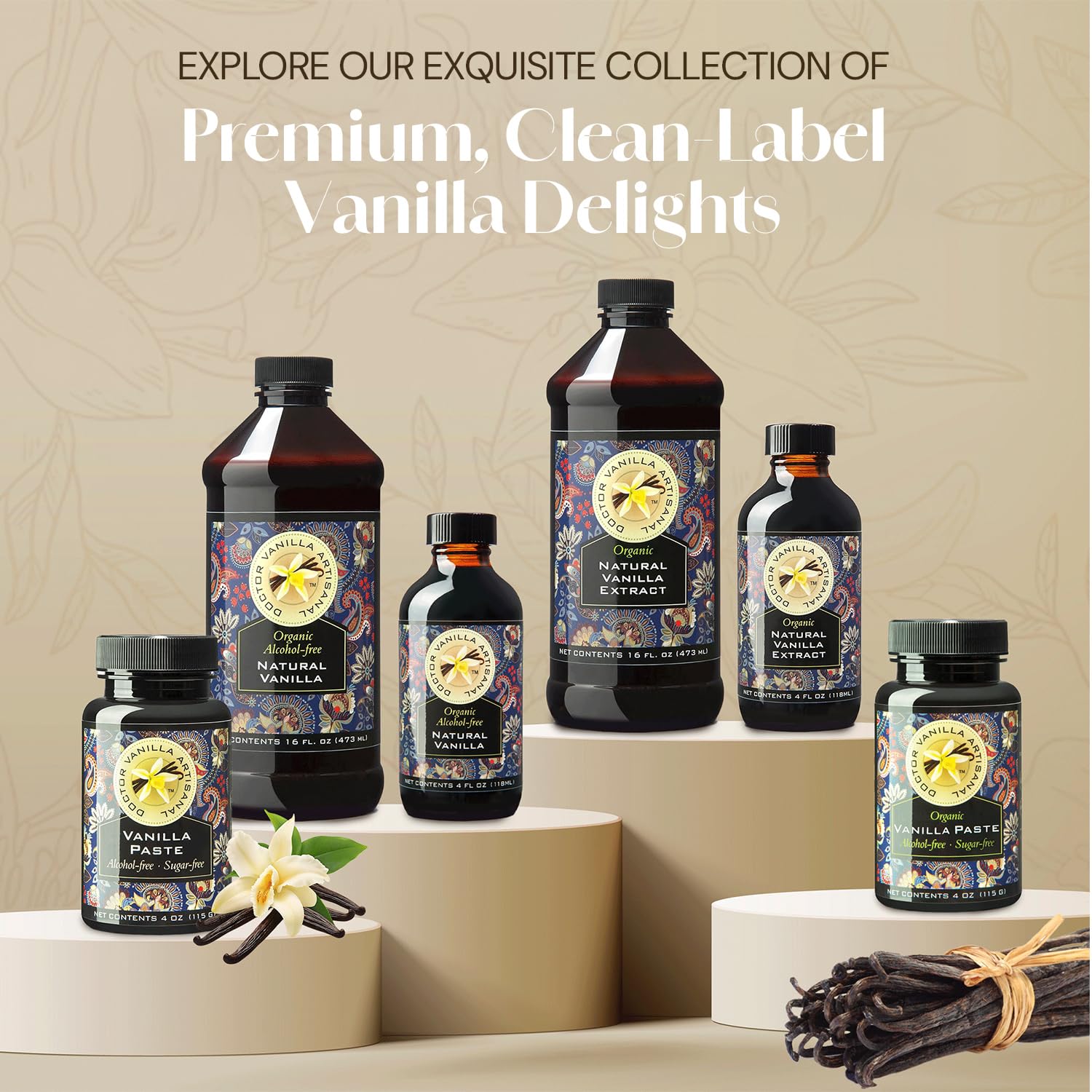 DOCTOR VANILLA ARTISANAL vanilla-dessert-plate evokes creamy, aromatic touch for puddings and ice cream.