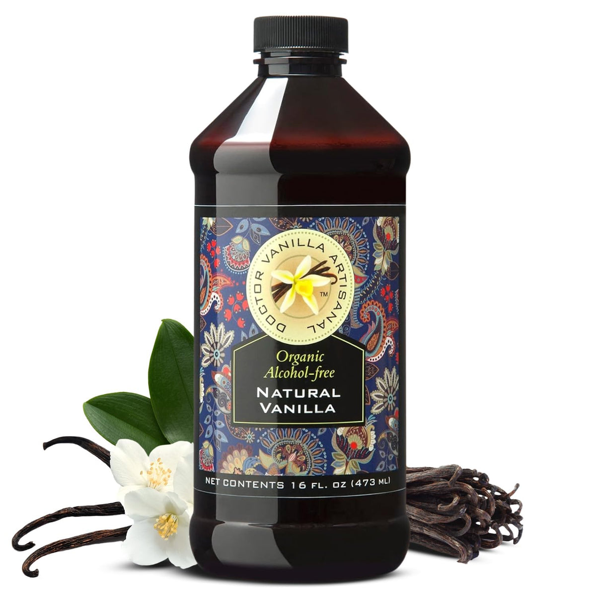 DOCTOR VANILLA ARTISANAL vanilla flavor bottle showcases alcohol-free richness for versatile baking.