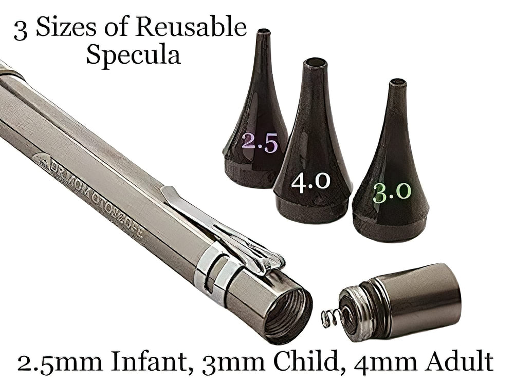 Doctor Mom Otoscope packaged in a sturdy clamshell for travel and storage