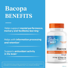 Doctor's Best Bacopa label closeup featuring Synapsa standardized bacopa extract.