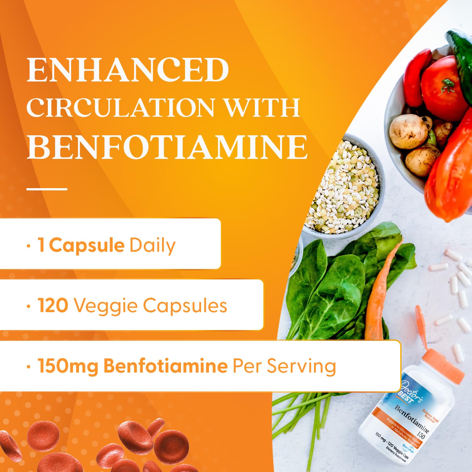 Doctor's Best Benfotiamine bottle on shelf for everyday wellness