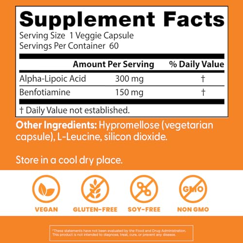 Doctor's Best benfotiamine-ala closeup highlights vegan formula for energy-supporting metabolism.