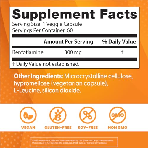 Doctor's Best Benfotiamine bottle label highlighting high bioavailability.