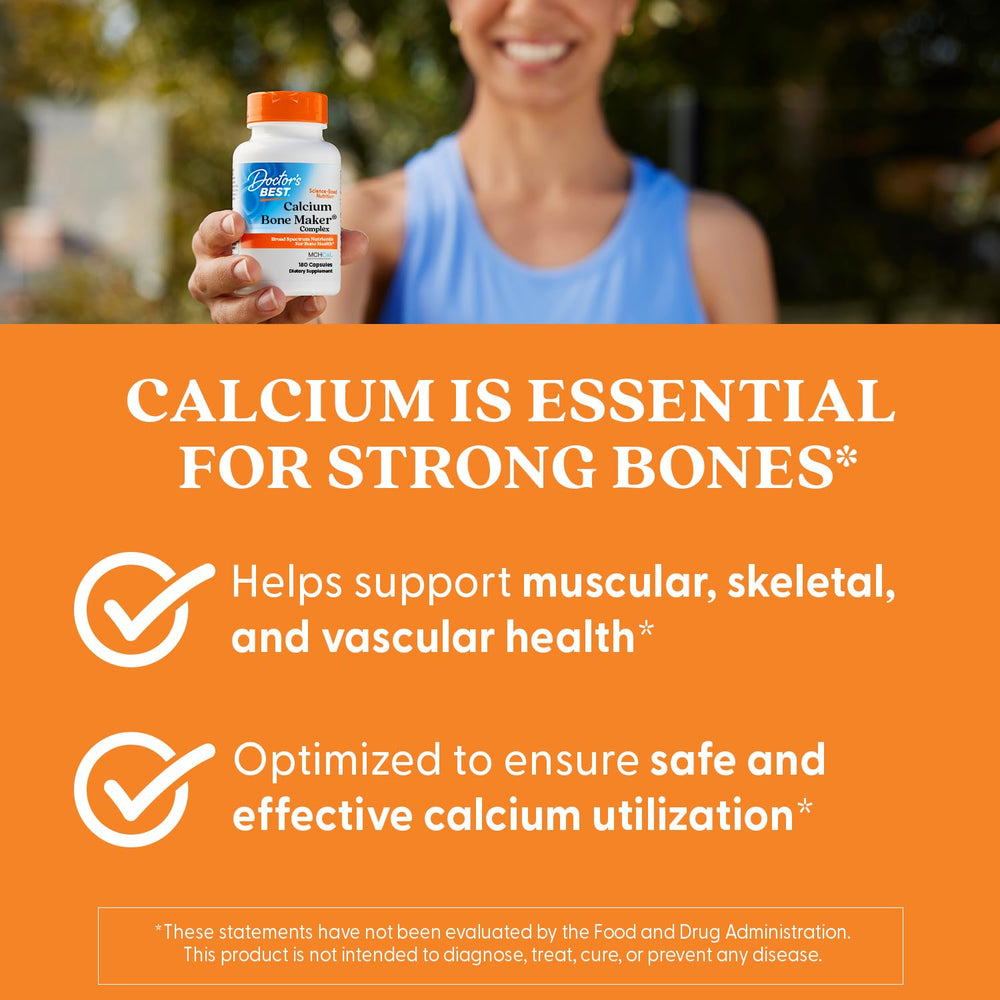 Doctor's Best Calcium Complex bone matrix visual highlights matrix-based mineral support.