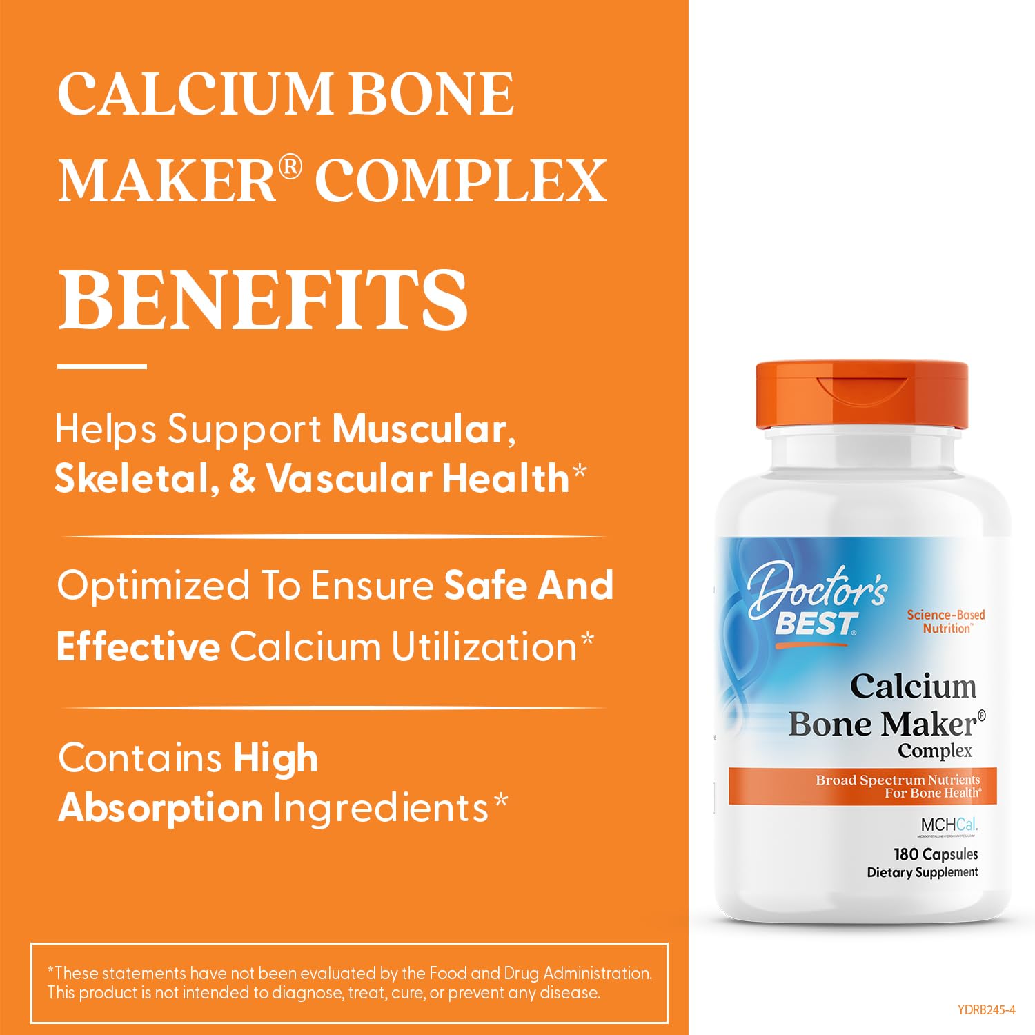 Doctor's Best Calcium Complex ingredients list shows comprehensive minerals for bone health.