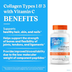 Doctors Best Collagen Types 1 & 3 powder being scooped for daily use.