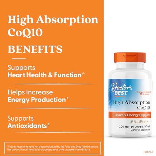 BioPerine detail on Doctor's Best CoQ10 label suggests enhanced absorption.