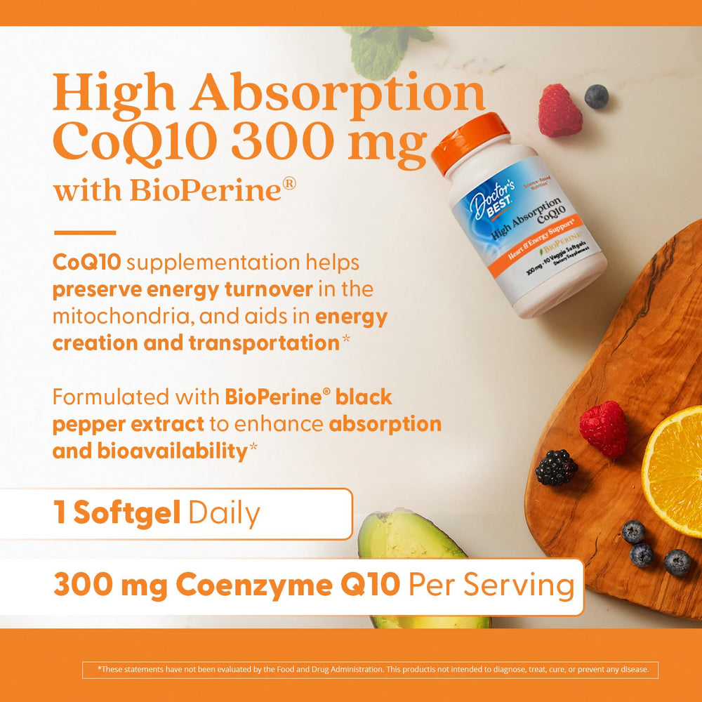 Non-GMO vegetarian CoQ10 formula image by Doctor's Best for heart and energy support.