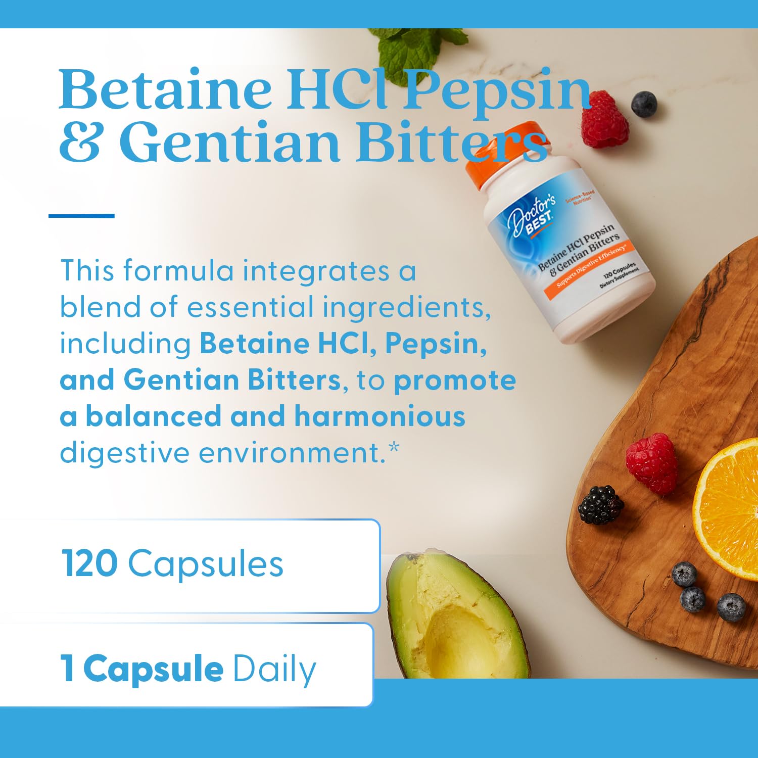 Doctor's Best digestive enzyme blend label closeup on packaging.