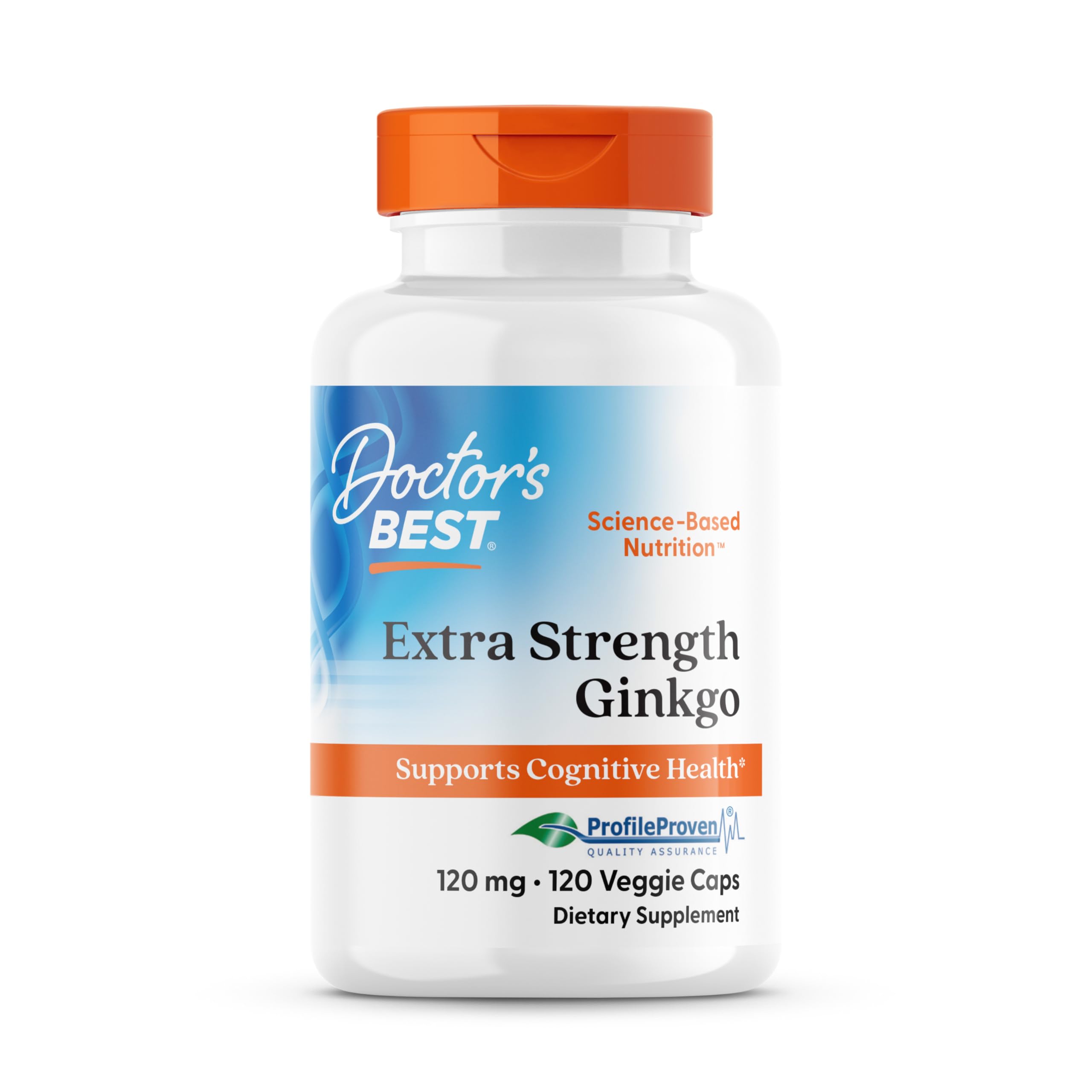 Doctor's Best Ginkgo Biloba capsules bottle for easy daily brain support.