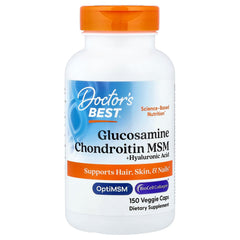 Doctor's Best glucosamine chondroitin msm bottle supporting joint comfort.