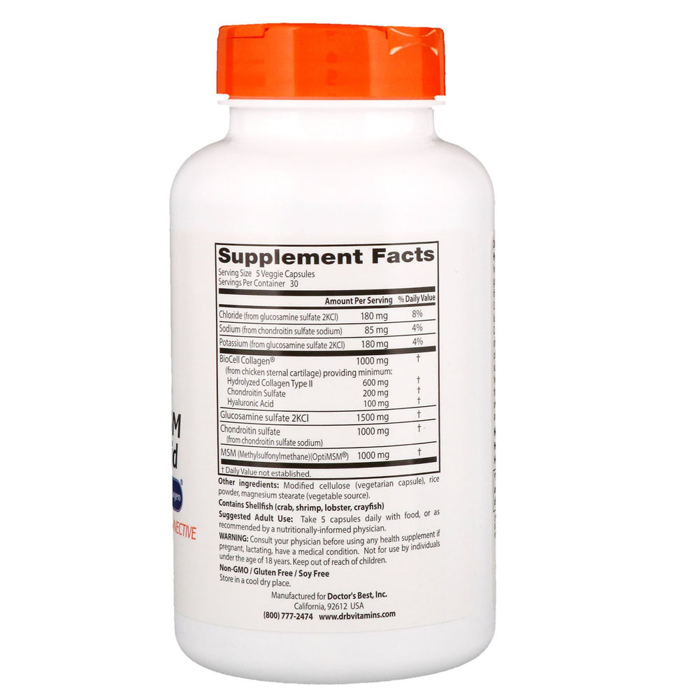 Doctor's Best joint support capsules close-up.