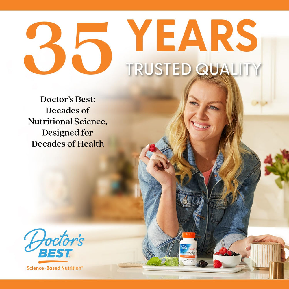 Front view of the Doctor's Best L-Theanine box signaling vegan and non-GMO formulation.