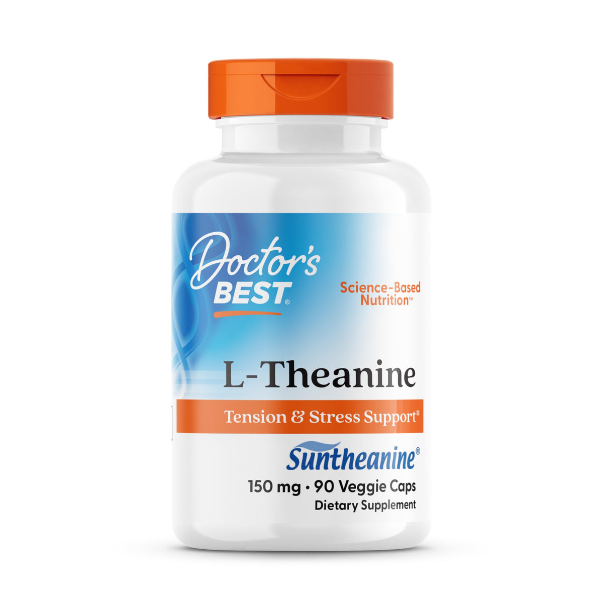 Doctor's Best L-Theanine Suntheanine bottle label for calm focus.