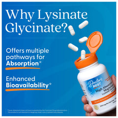 Doctor's Best magnesium glycinate lysinate ingredients chart highlights chelated minerals.