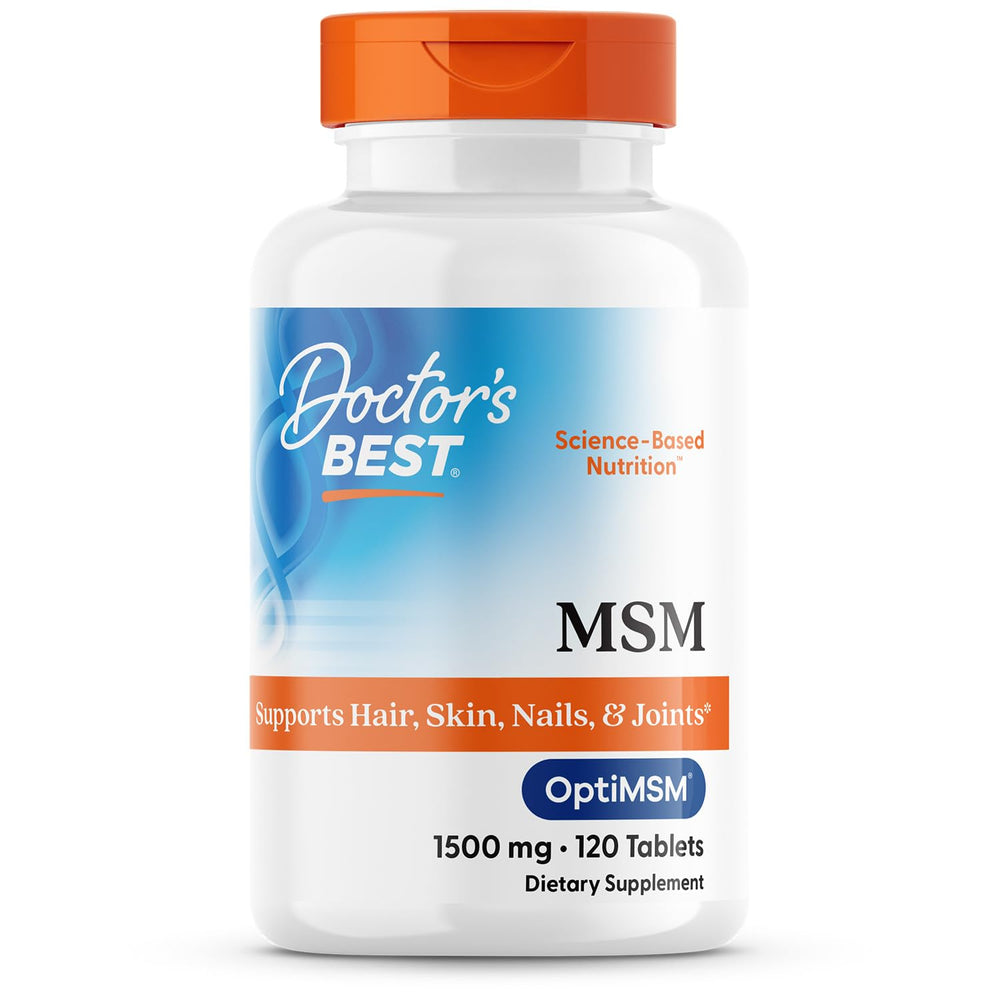Doctor's Best MSM 1500mg tablets bottle for joint support potential