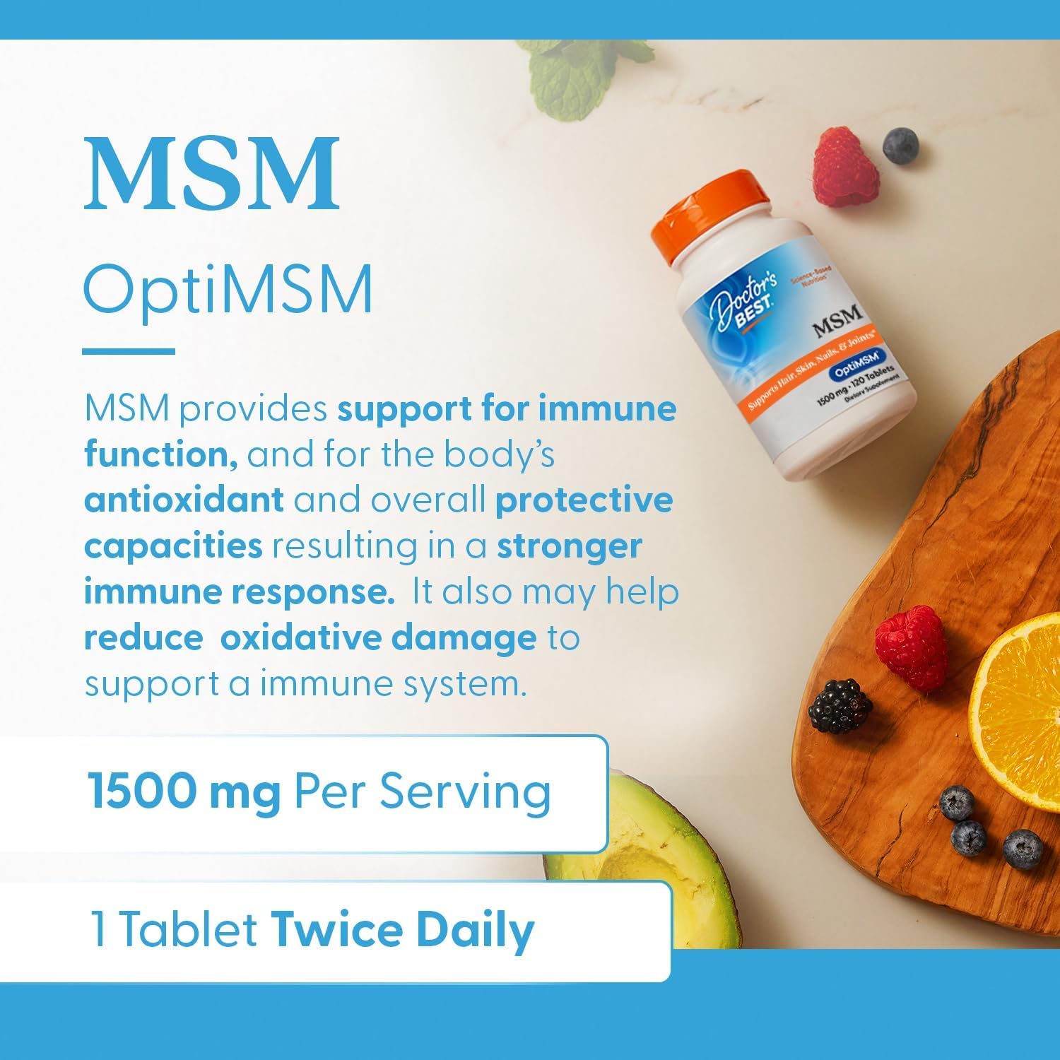 Doctor's Best MSM supplement ready for daily routine and convenience