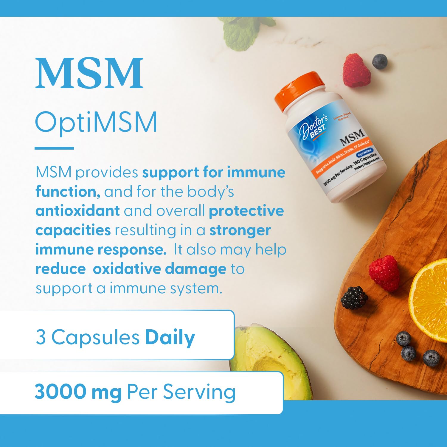 Doctor's Best MSM gluten-free non-GMO certification stamp on packaging