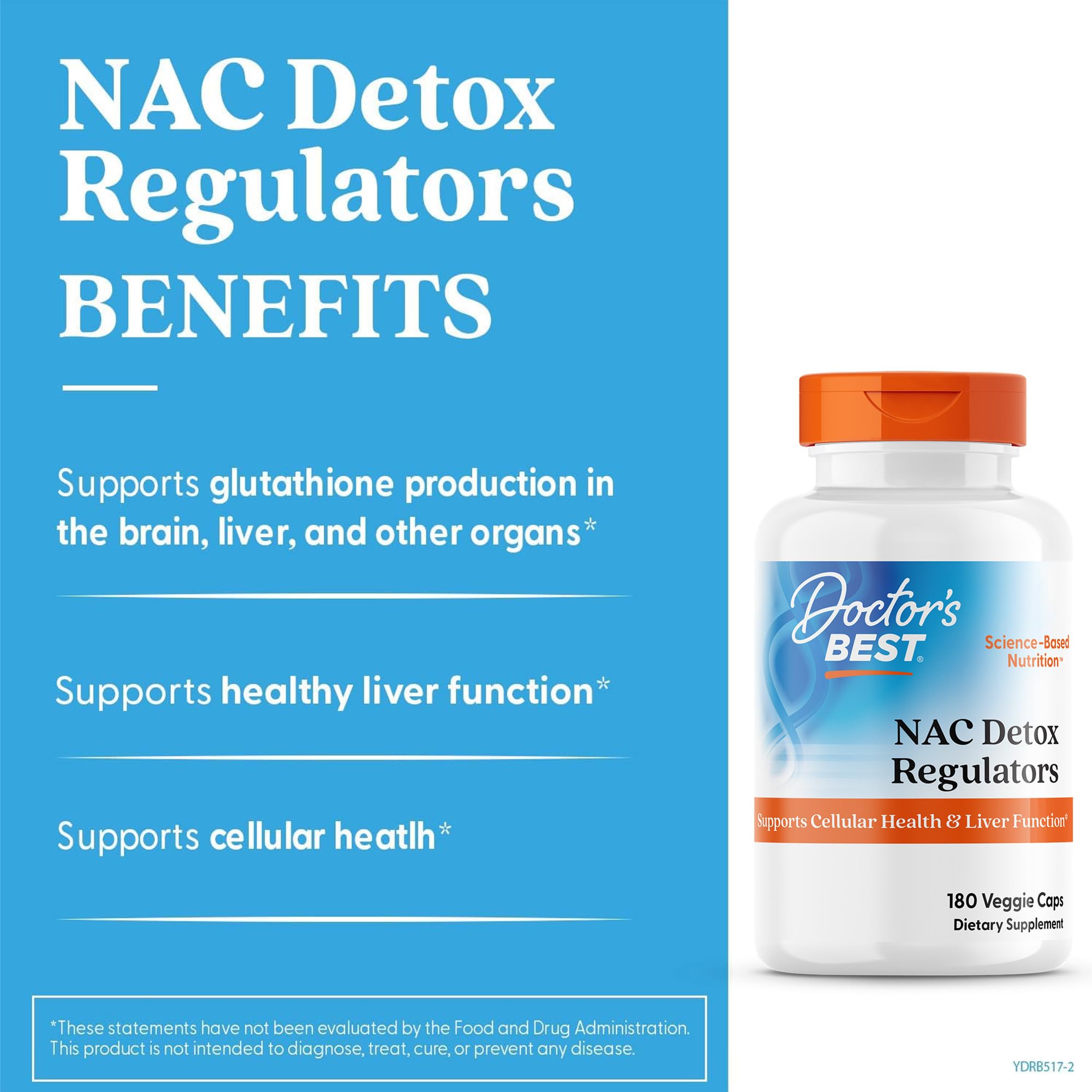 Doctor's Best NAC Detox Regulators capsules close-up showing vegetarian formula