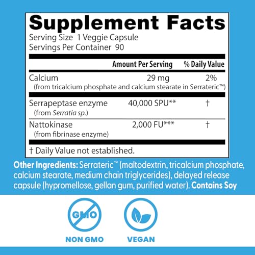 Doctor's Best Natto Serra label packaging highlighting gluten-free and non-GMO attributes.